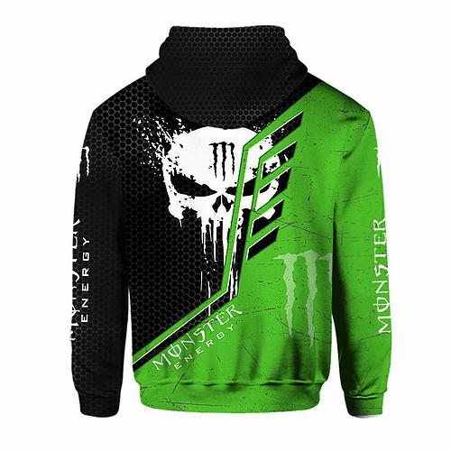 Men's Skull Print MONSTER ENERGY Hoodie