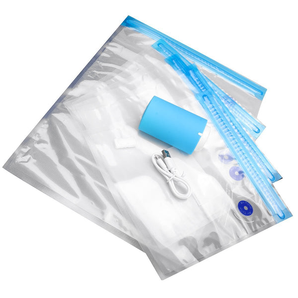 Portable Mini Automatic Electric Compression Vacuum Pump Food Storage Packing Wrapping Device + 5 Compressed Bags