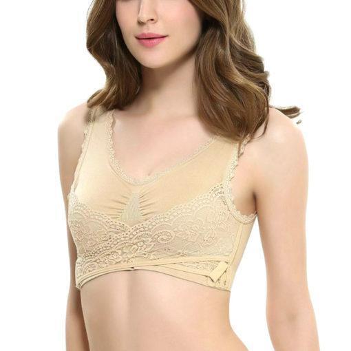 Front Cross Adjustable Side Buckle Lace Bra