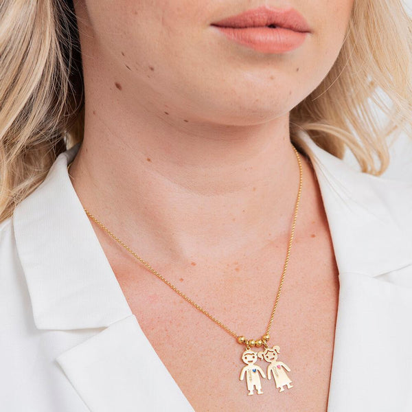Necklace with Engraved Children Charms