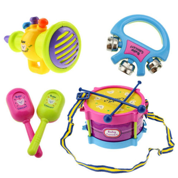 5pcs Baby Roll Drum Musical Instruments Kids Drum Set Children Toys