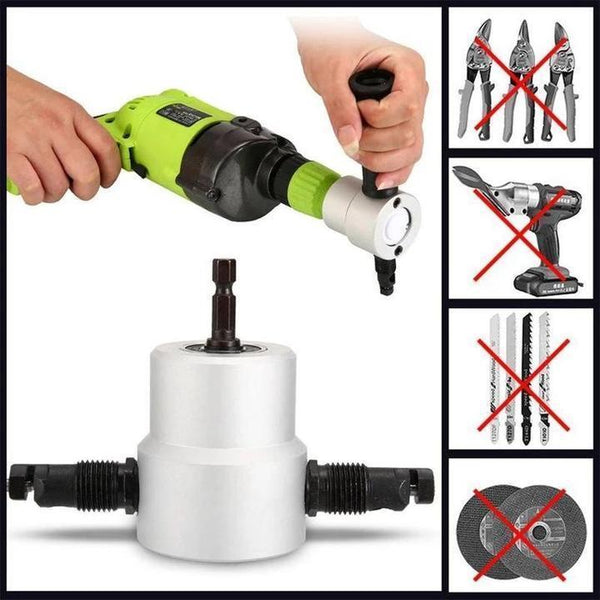 Nibbler Cutter Drill Attachment Double Head Metal Sheet