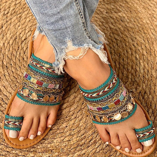 BOHEMIAN TOE RING SANDALS