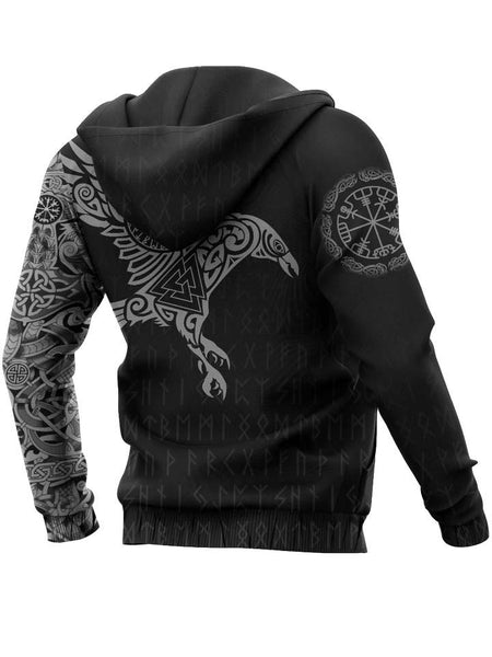 Men's VIKINGS-The Raven Of Odin Tattoo Hoodie