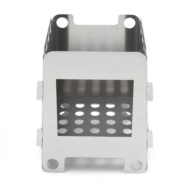 Outdoor Camping Wood Stove Picnic BBQ Cooking Furnace Wind Shield With Plate Cookware Utensil