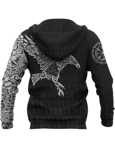 Men's VIKINGS-The Raven Of Odin Tattoo Hoodie