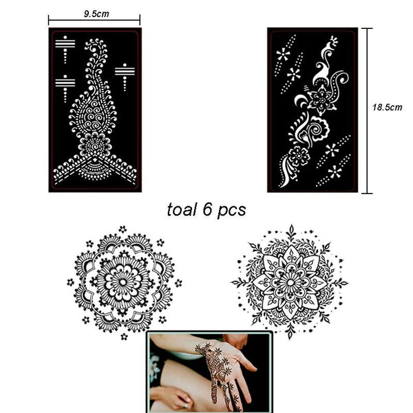 Easy Henna Tattoo Ink With Stencils Set