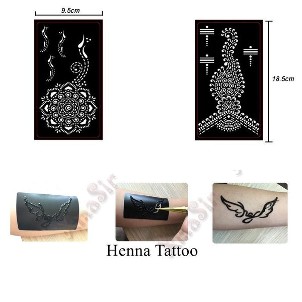 Easy Henna Tattoo Ink With Stencils Set