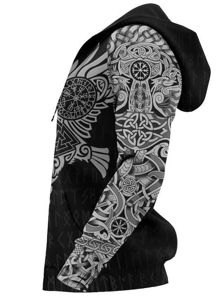 Men's VIKINGS-The Raven Of Odin Tattoo Hoodie
