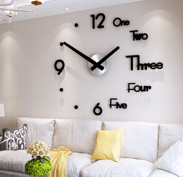 3D FRAMELESS DIY LARGE WALL CLOCK