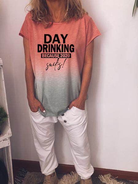 Day Drinking Because 2020 Sucks Tie Dye Short Sleeve T-Shirt