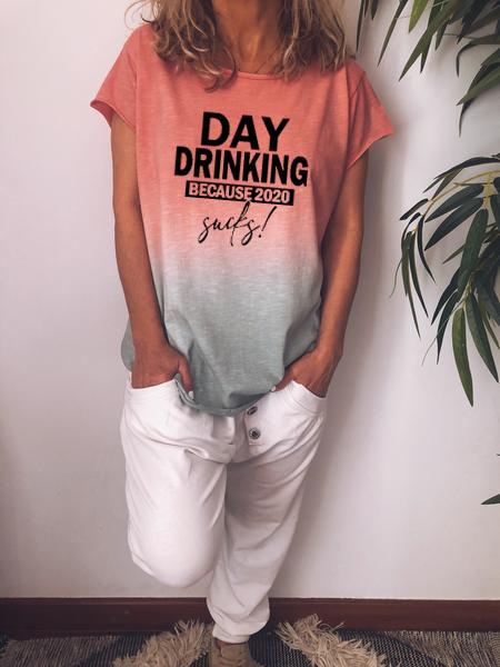 Day Drinking Because 2020 Sucks Tie Dye Short Sleeve T-Shirt