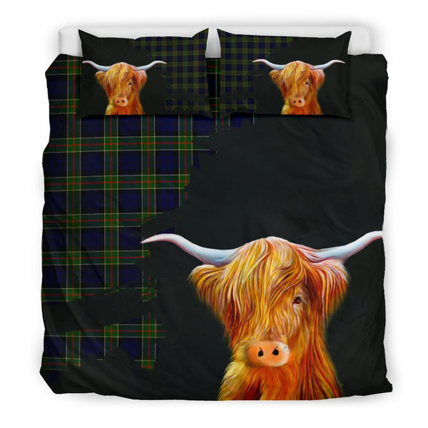 Colquhoun Modern Tartan Scottish Highland Cow Bedding Set HJ4