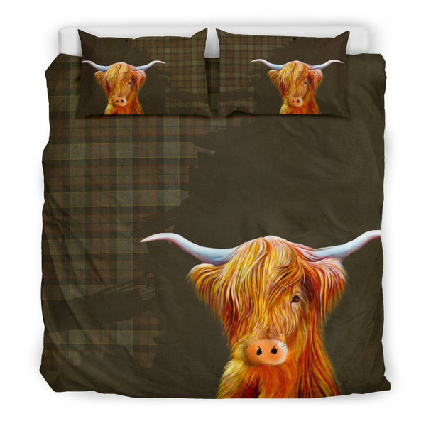 Outlander Fraser Tartan Scottish Highland Cow Bedding Set HJ4