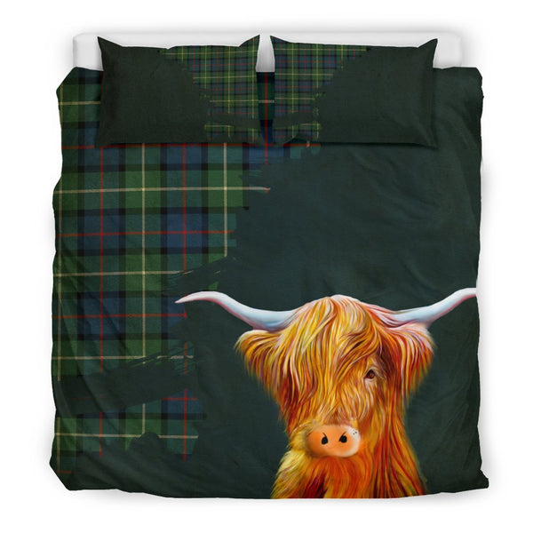 Davidson Of Tulloch Tartan Scottish Highland Cow Bedding Set 01 HJ4