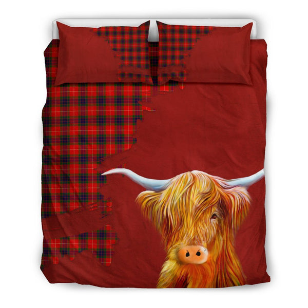 Fraser Tartan Scottish Highland Cow Bedding Set H4