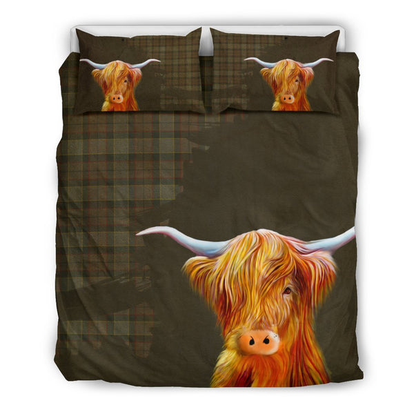 Outlander Fraser Tartan Scottish Highland Cow Bedding Set HJ4