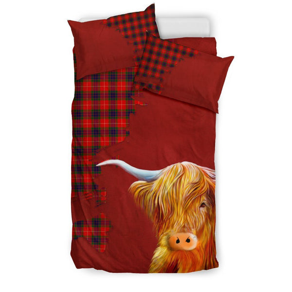 Fraser Tartan Scottish Highland Cow Bedding Set H4