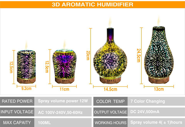 Night Light Mist Ultrasonic Sprayer Aromatherapy Air Humidifier