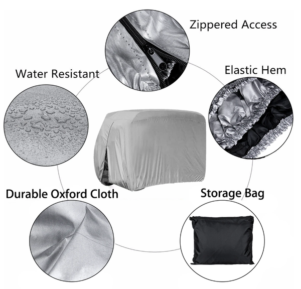GCart™ Golf Cart Cover 4 Passenger ATV 112x48x66 in 210D Oxford Silver