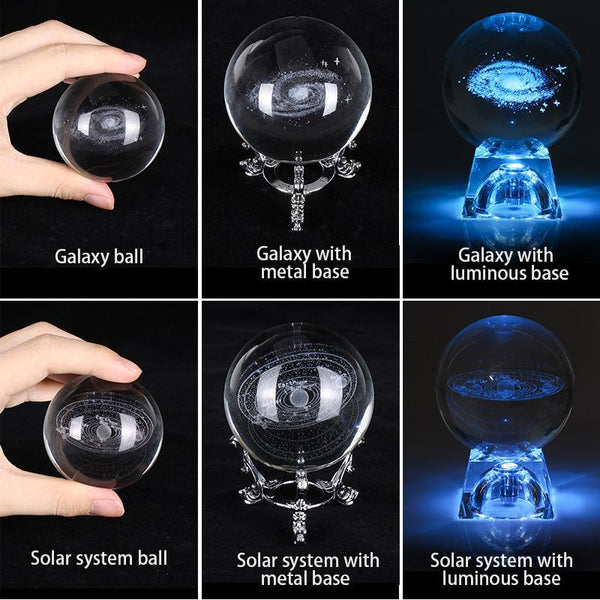 Engraved Galactic Solar System Crystal Ball Lamp