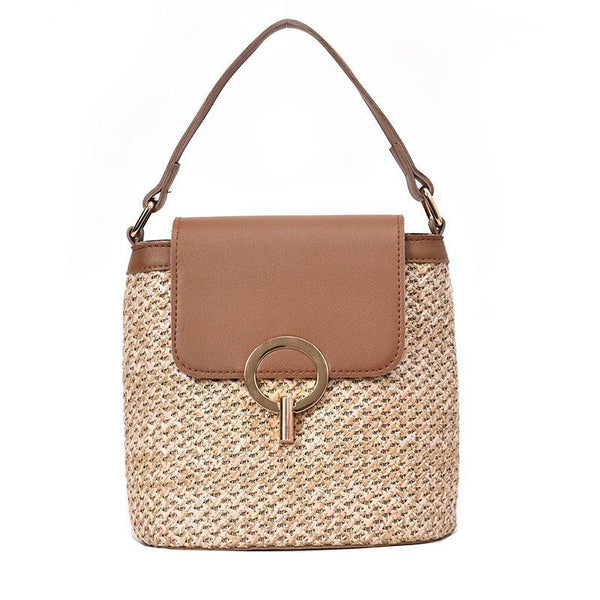 STRAW BUCKET HANDBAG