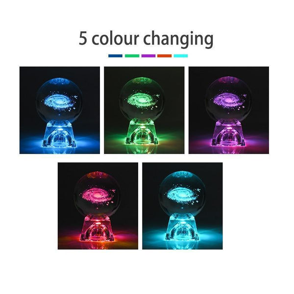 Engraved Galactic Solar System Crystal Ball Lamp