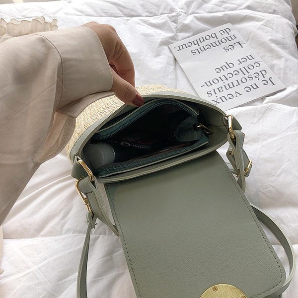 STRAW BUCKET HANDBAG