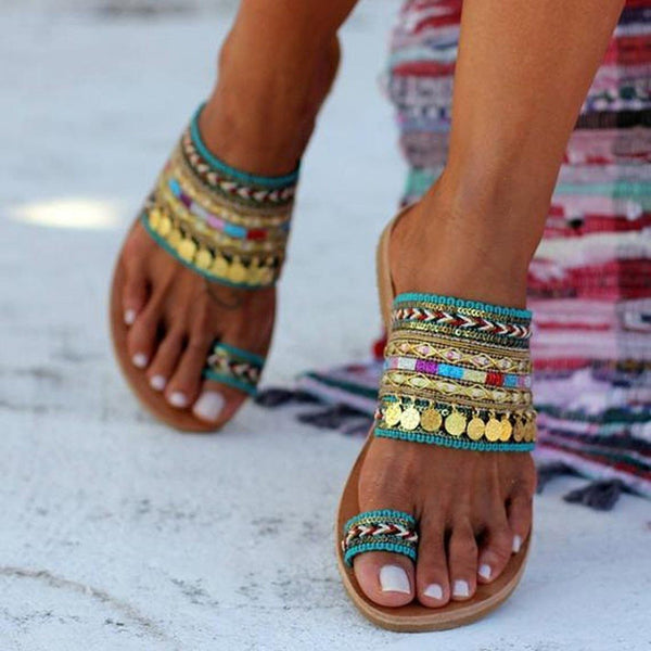 BOHEMIAN TOE RING SANDALS