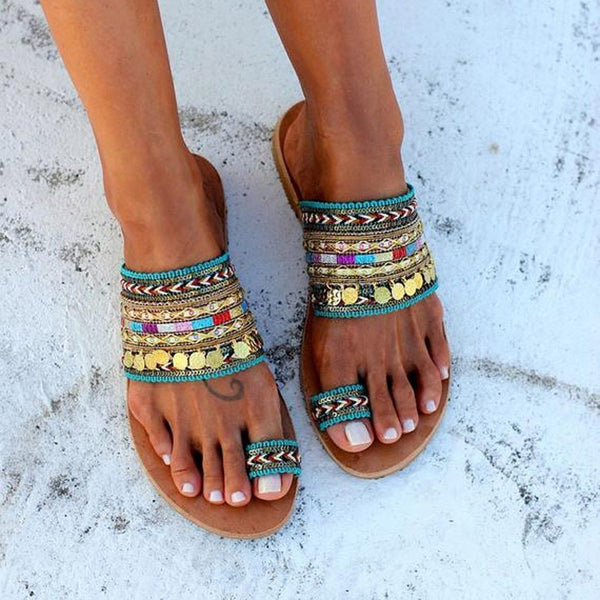 BOHEMIAN TOE RING SANDALS