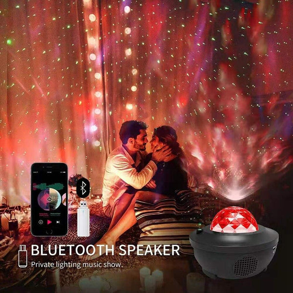 Romantic Colorful Starry Sky Ocean Projector Night Light Remote Control Ocean Wave Projection Lamp with Bluetooth Music Speaker