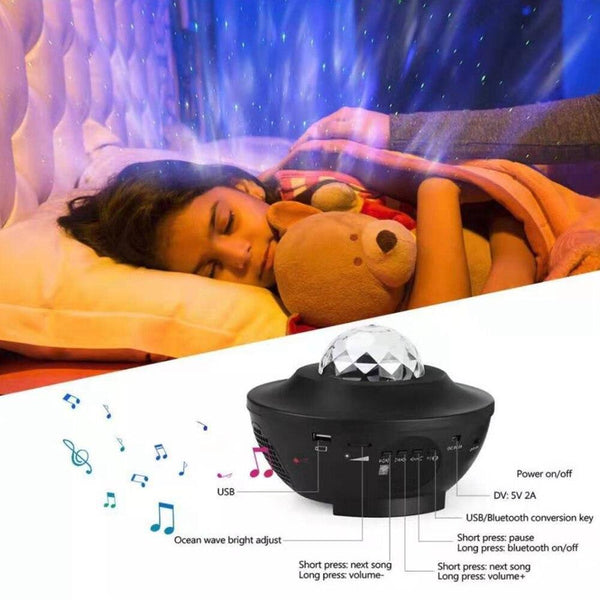 Romantic Colorful Starry Sky Ocean Projector Night Light Remote Control Ocean Wave Projection Lamp with Bluetooth Music Speaker