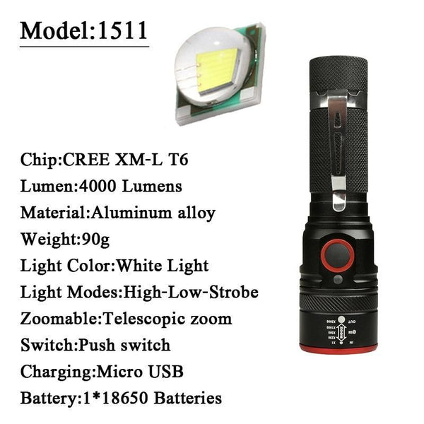 High Power 5000lm Tactical LED Flashlight