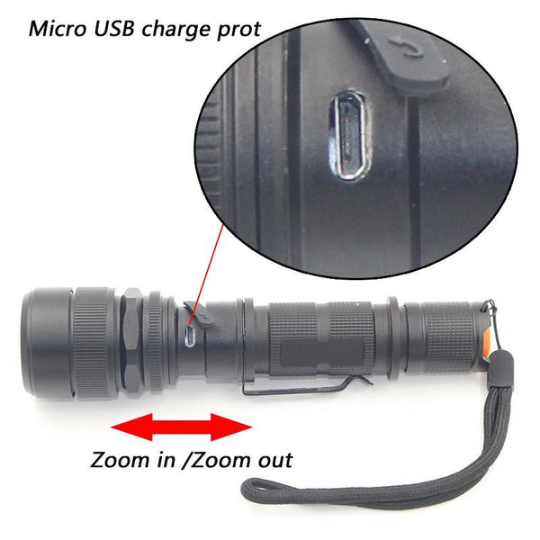 Police Tactical USB Rechargeable Led Flashlight XM L2 U3 5000L