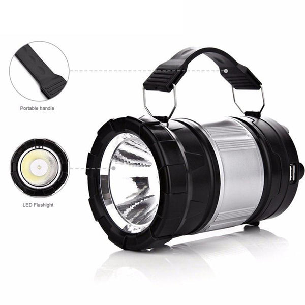 Rechargeable Solar Powered LED Camping Lantern Tac Flashlight