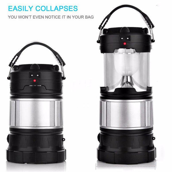 Rechargeable Solar Powered LED Camping Lantern Tac Flashlight