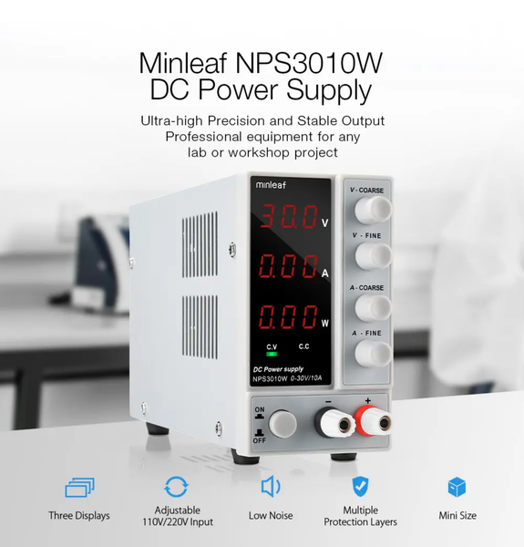 Minleaf NPS3010W Digital Variable DC Power Supply 0-30V 0-10A 300W Regulated Laboratory Switching Power Supply 110V/220V