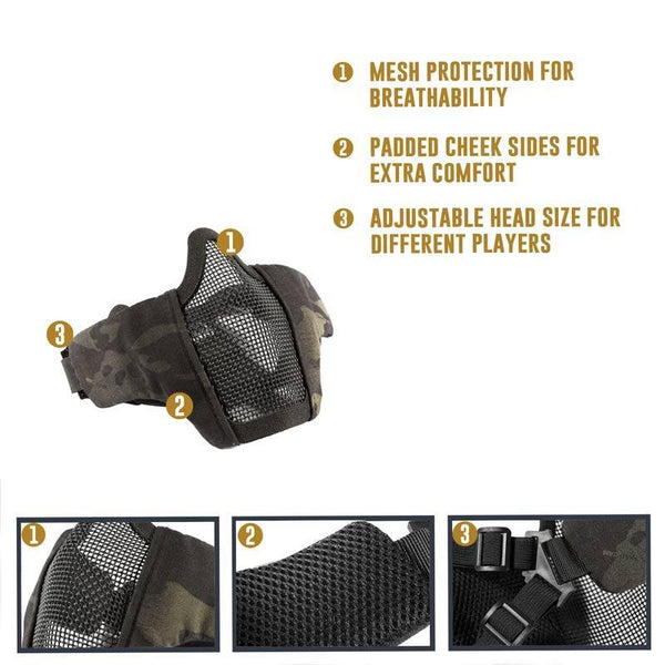 Tactical Foldable Half Face Mask Protective Mesh