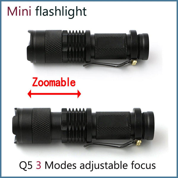 Mini 2000 Lumen Cree LED Tac Light Flashlight Zoomable  3  Mode Torch - Get  2 for Only $15.95