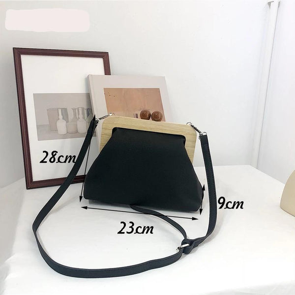 Retro Style Leather Clip Bag