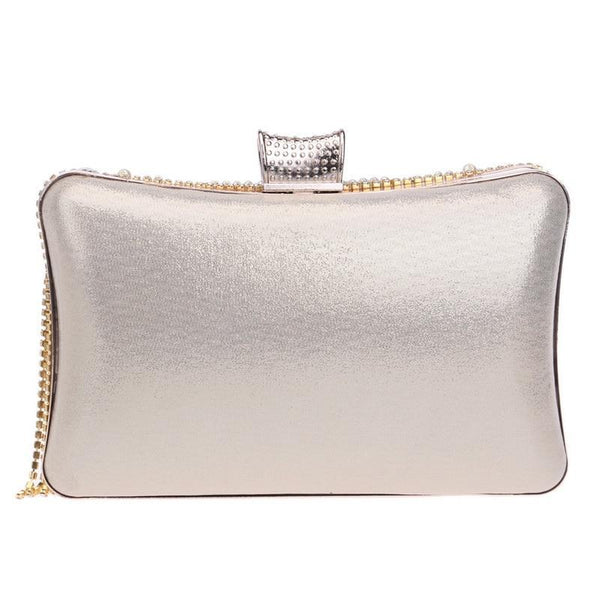 Diamonds Beaded Metal Clutch
