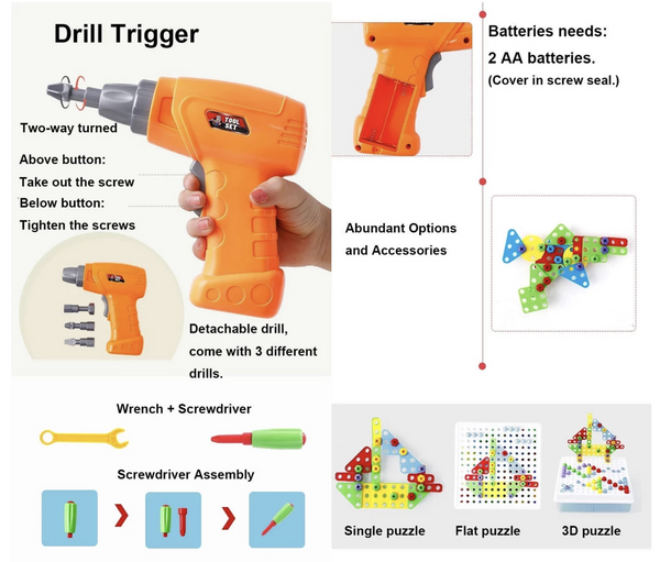 Children's Toy Electric Drill Screw Puzzle