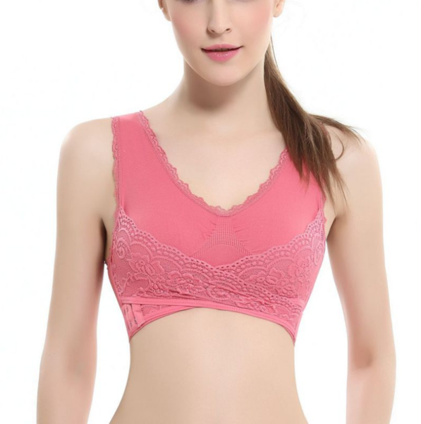 Front Cross Adjustable Side Buckle Lace Bra