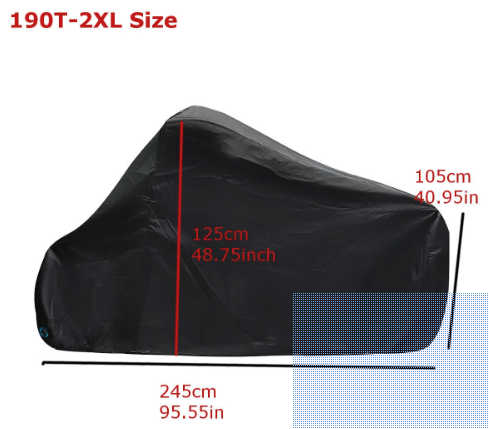 Waterproof Motorcycle Cover Outdoor with Anti-Theft Lock Hole - Black