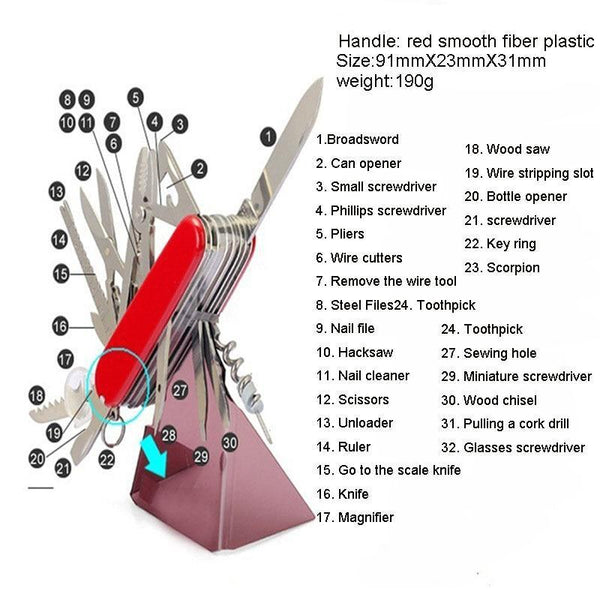 Multifunction Folding Swiss Pocket Knife