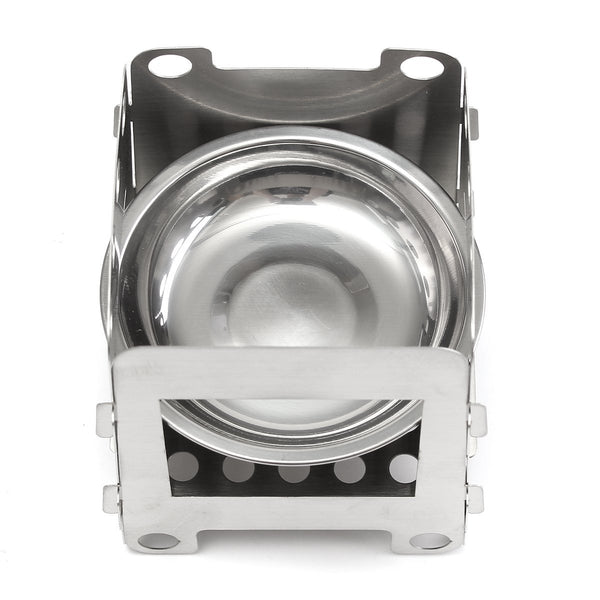 Outdoor Camping Wood Stove Picnic BBQ Cooking Furnace Wind Shield With Plate Cookware Utensil