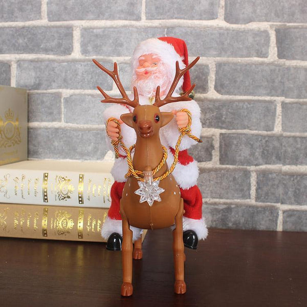 Christmas Gift Music Walking Riding Deer Santa