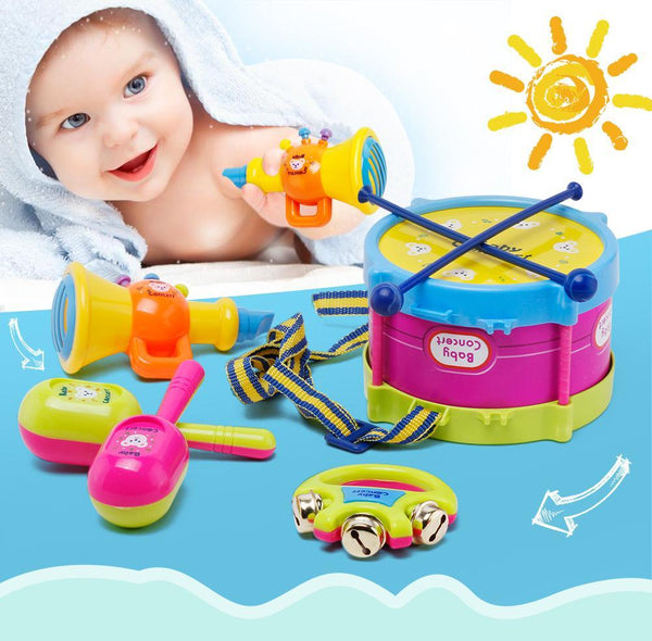 5pcs Baby Roll Drum Musical Instruments Kids Drum Set Children Toys