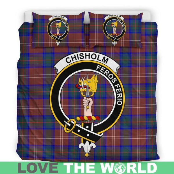 Chisholm Hunting Modern Clan Badge Tartan Bedding Set K5