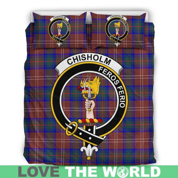 Chisholm Hunting Modern Clan Badge Tartan Bedding Set K5